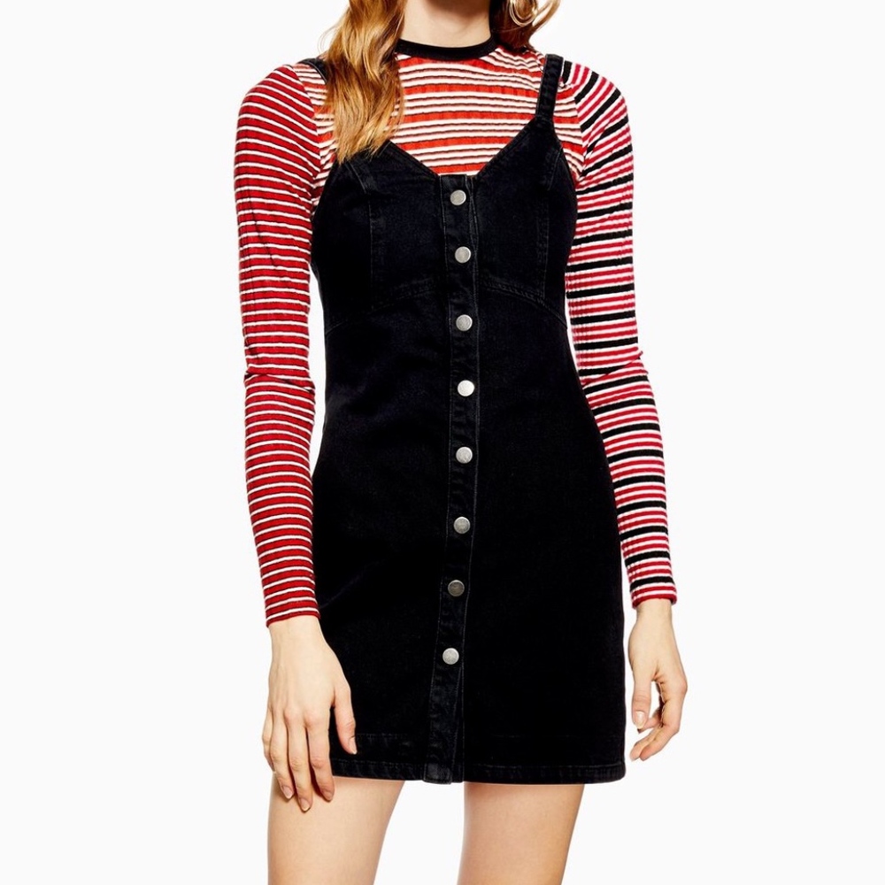 TOPSHOP BUTTON DENIM BODYCON DRESS